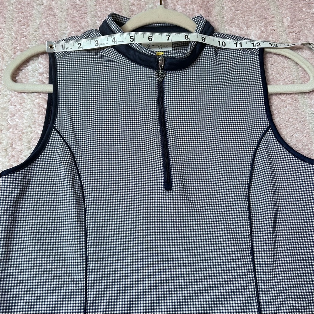 Greg Norman Womens Arielle Sleeveless Zip Golf Dress Size Small Navy Gingham - Picture 4 of 10